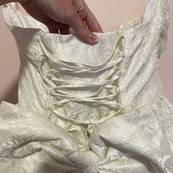 NWT BABYBOO Salome Mini Dress Floral Jacquard Ivory Strapless Women's Size XXL - Picture 6 of 12